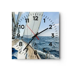 Ceas de perete - Ceas pe sticlă - Ahoy aventura - 40x40 cm