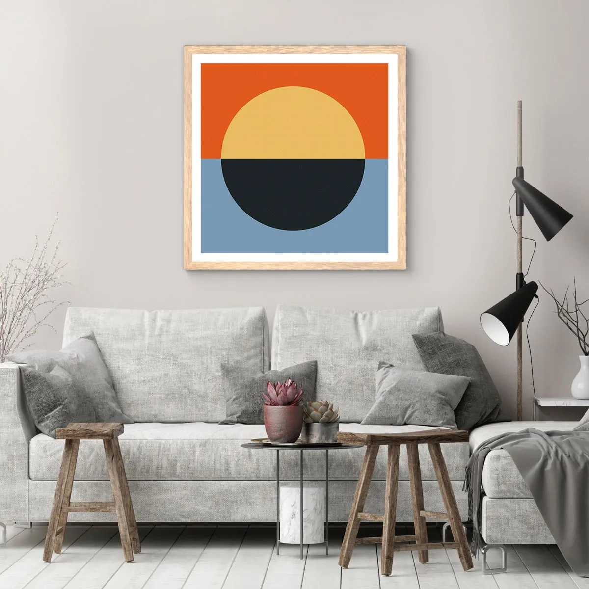 Poster în ramă de stejar deschis - O compoziție de căldură și răcoare - 30x30 cm