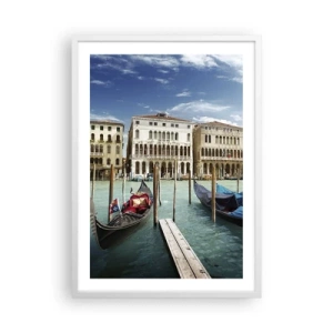 Poster în ramă albă - Palate în albastru - 50x70 cm