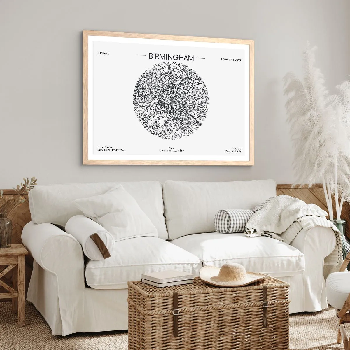 Poster în ramă de stejar deschis - Anatomia Birmingham - 100x70 cm