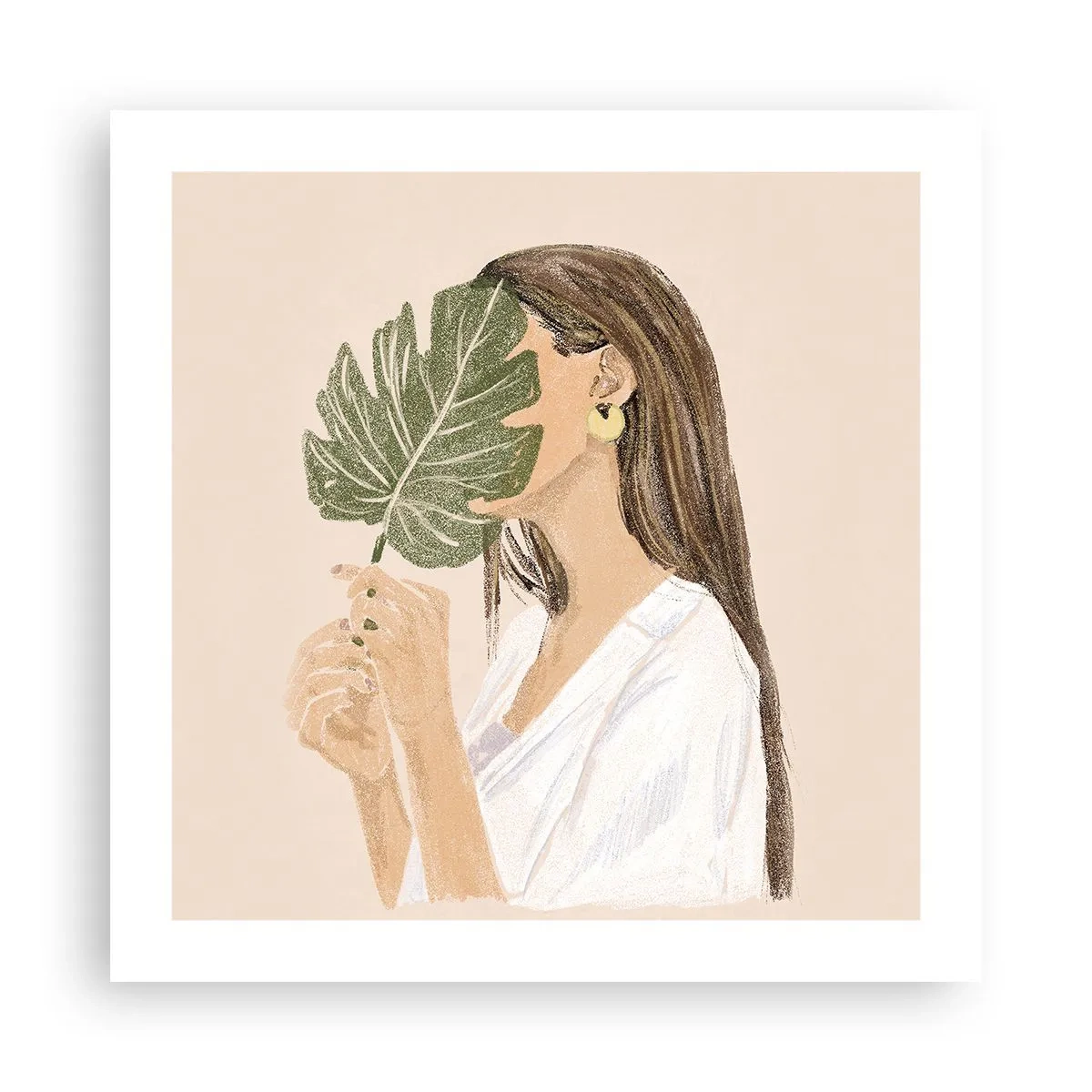 Poster - Portret misterios cu un evantai - 50x50 cm