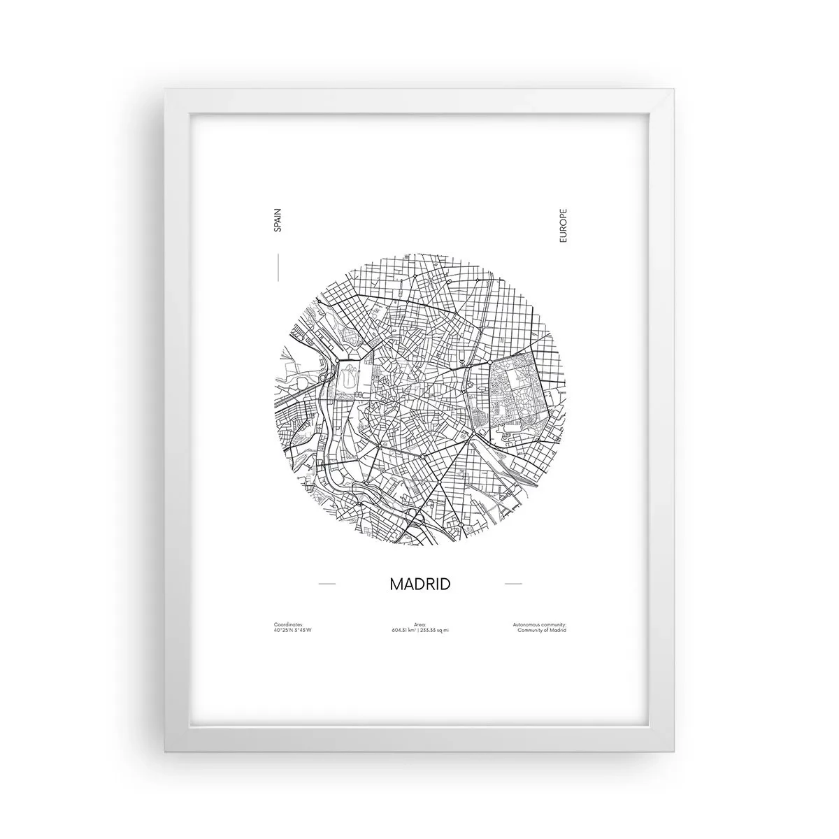 Poster în ramă albă - Anatomia Madridului - 30x40 cm