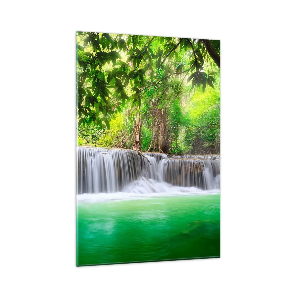 Tablou pe sticlă - Cascada verde - 80x120 cm