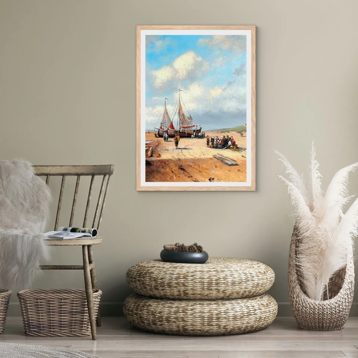 Poster în ramă de stejar deschis - Pescuit de succes - 61x91 cm