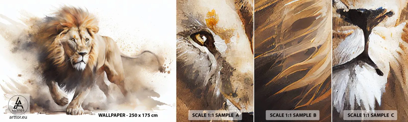Mostră tapet autocolant Deluxe Sticker - Regele se mișcă - Leu, Luminos, Animal - 100x30 cm