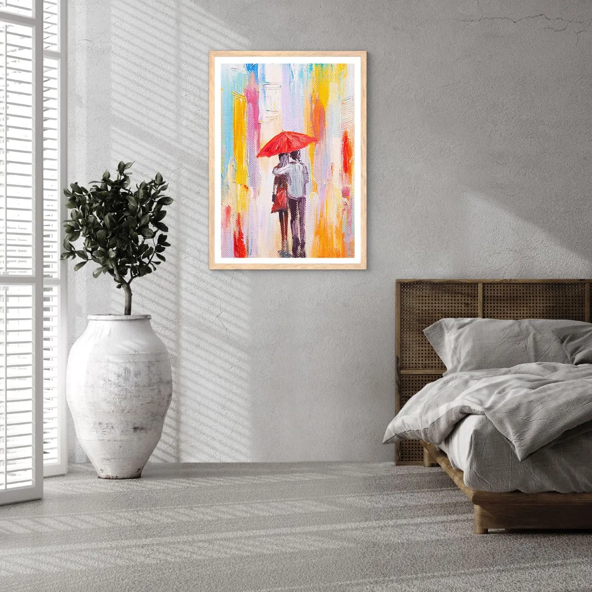 Poster în ramă de stejar deschis - Să plouă în continuare - 50x70 cm