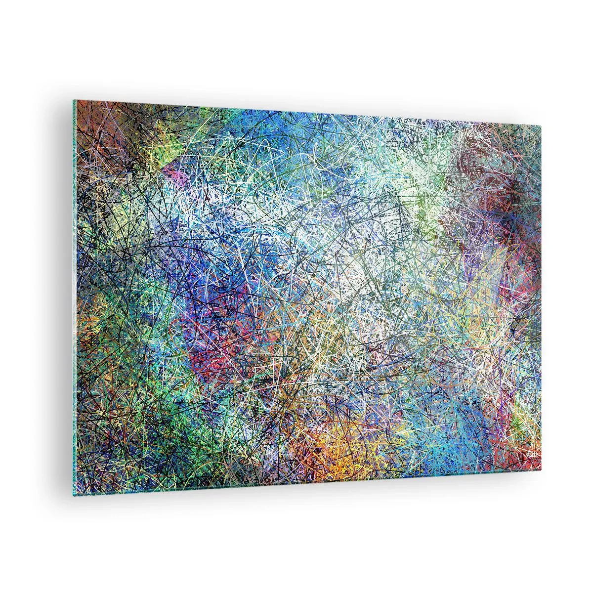 Tablou pe sticlă - Abstracție colorată cu linii dinamice - 70x50cm - Nu este atât de simplu - Decorațiune modernă pentru perete pentru living și dormitor ARTTOR