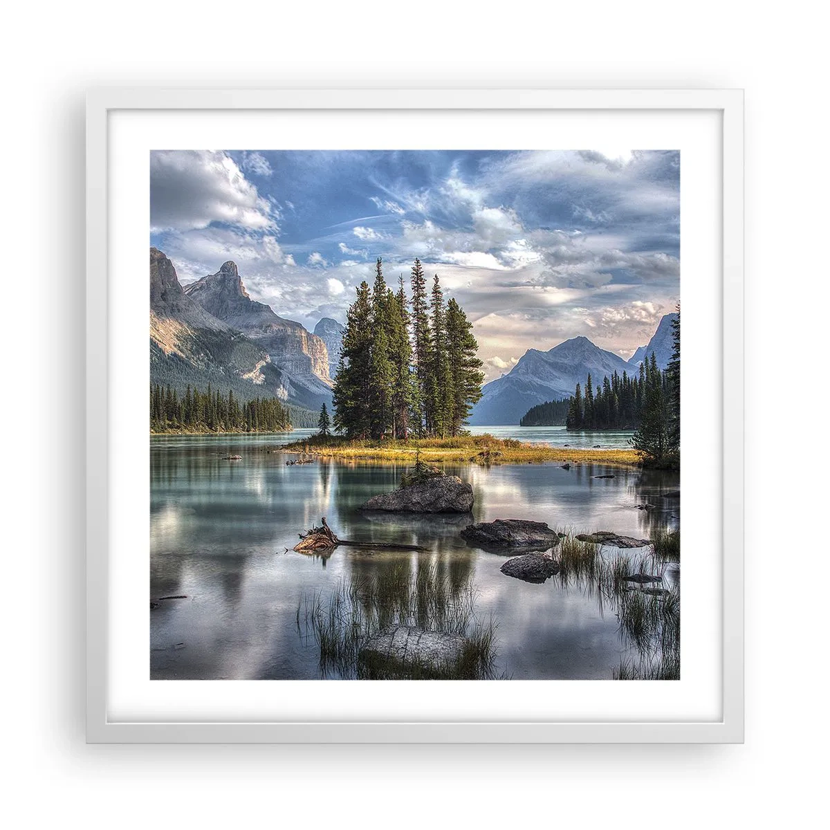 Poster în ramă albă - La o apă mare și limpede… - 50x50 cm