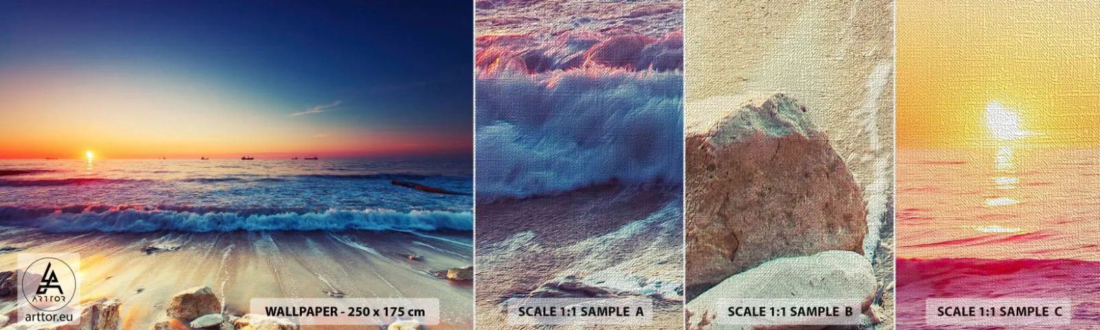 Mostră tapet Premium Canvas - Și ce este dincolo de orizont? - Peisaj, Mare, Apus de soare - 100x30 cm