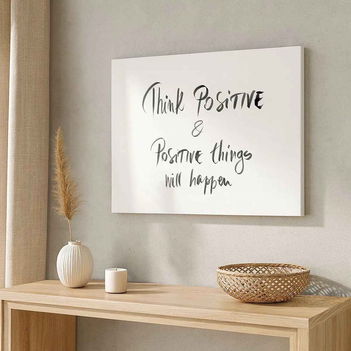 Tablou pe pânză Canvas - Litere inspiraționale în negru pe fundal alb - 70x50cm - Cum să trăim bine? - Decorațiune modernă pentru perete pentru living și dormitor ARTTOR