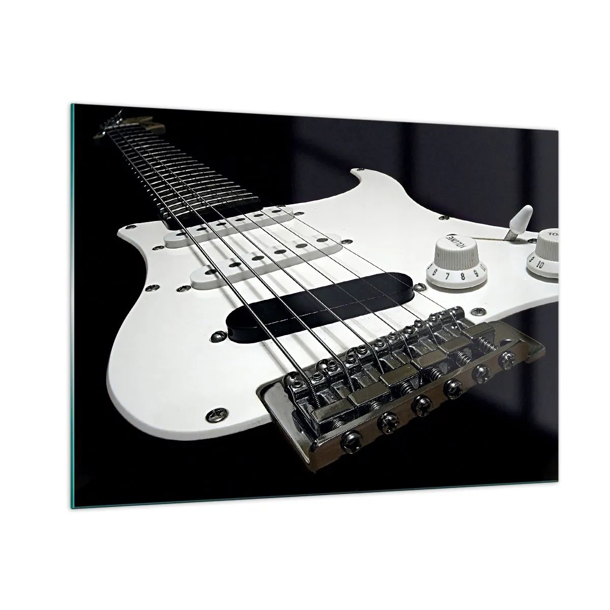 Tablou pe sticlă - Sunet ascuns în alb - 100x70 cm