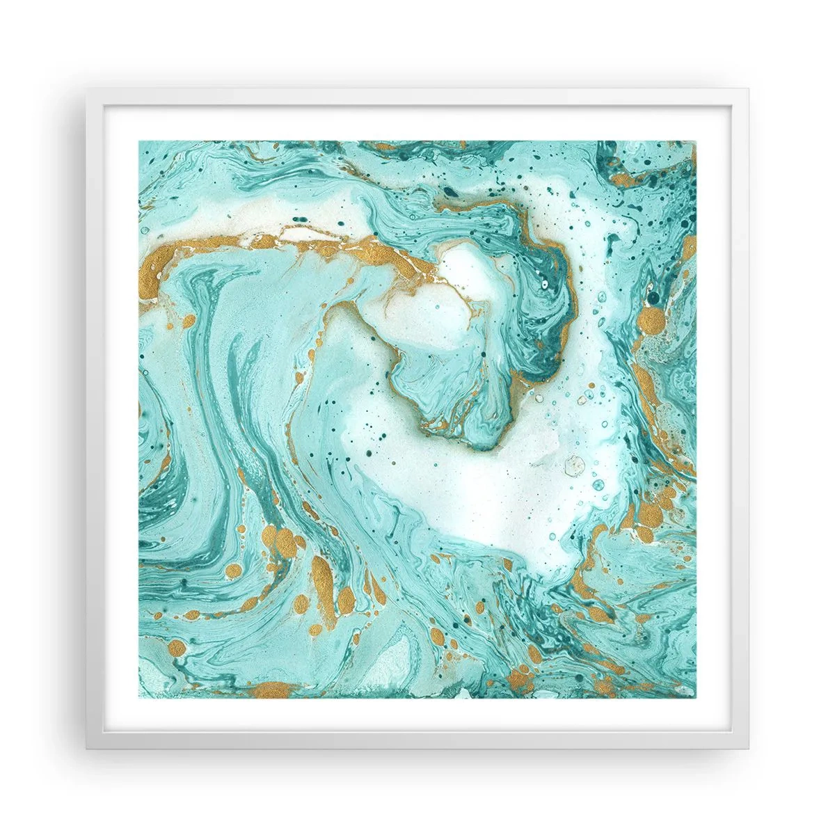 Poster în ramă albă - Sub marele val al perioadei Edo - 60x60 cm