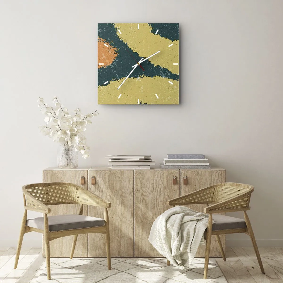 Ceas de perete - Ceas pe sticlă - Abstracție - în slow motion - 40x40 cm