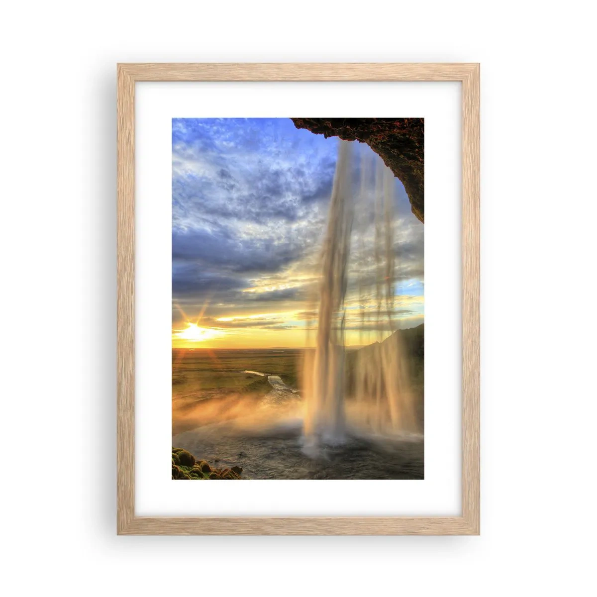 Poster în ramă de stejar deschis - Lumea din spatele vălului de picături - 30x40 cm