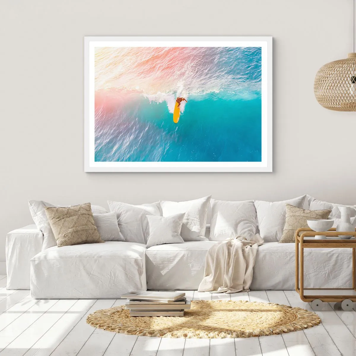 Poster în ramă albă - Călărețul oceanului - 100x70 cm