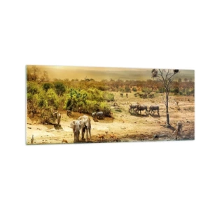 Tablou pe sticlă - "Și din Eden curgea un râu..." - 100x40 cm