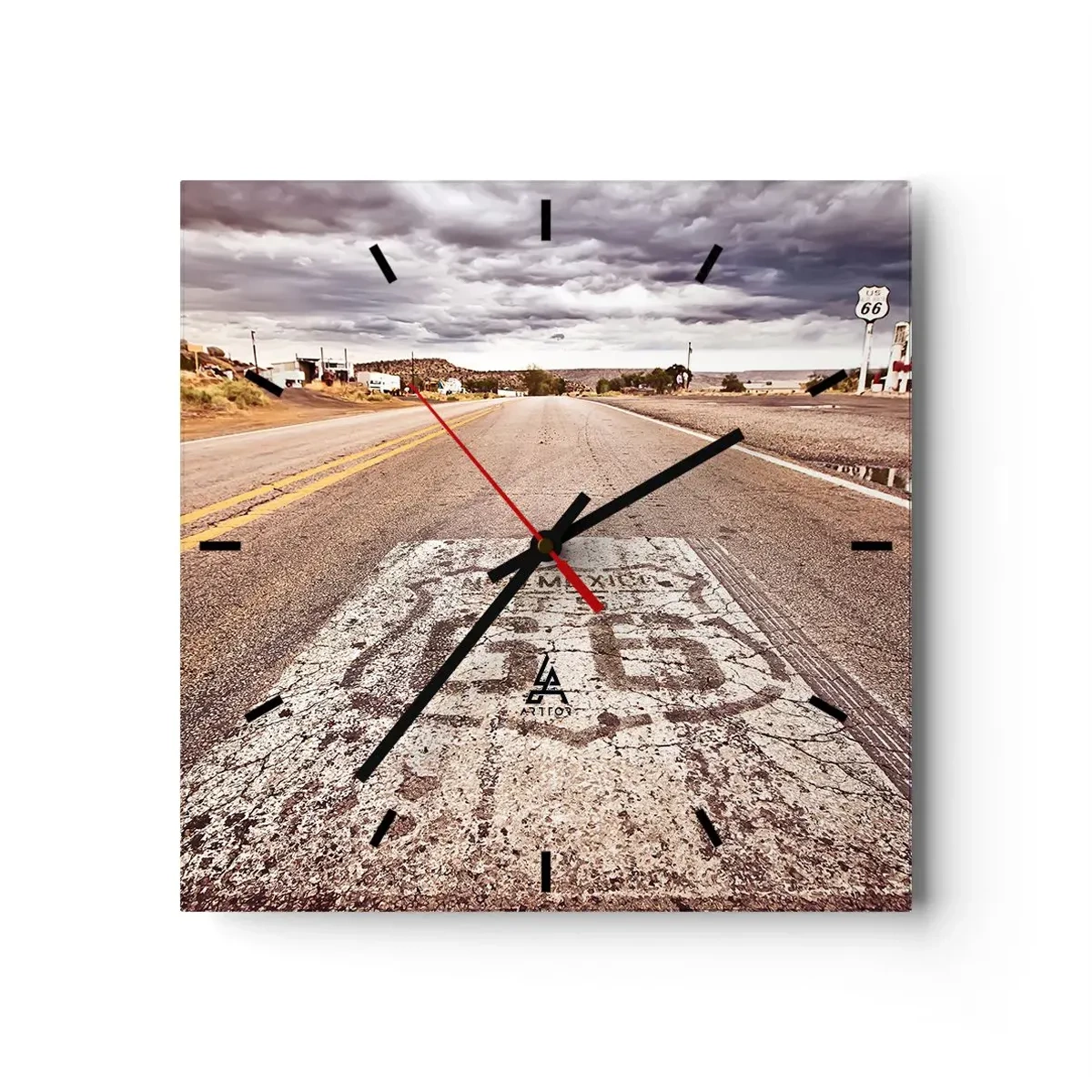Ceas de perete - Ceas pe sticlă - Mother Road - o legendă americană - 30x30 cm