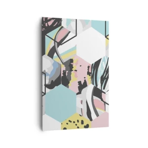 Tablou pe pânză - Hexagoane și cuburi în șase culori - 80x120 cm