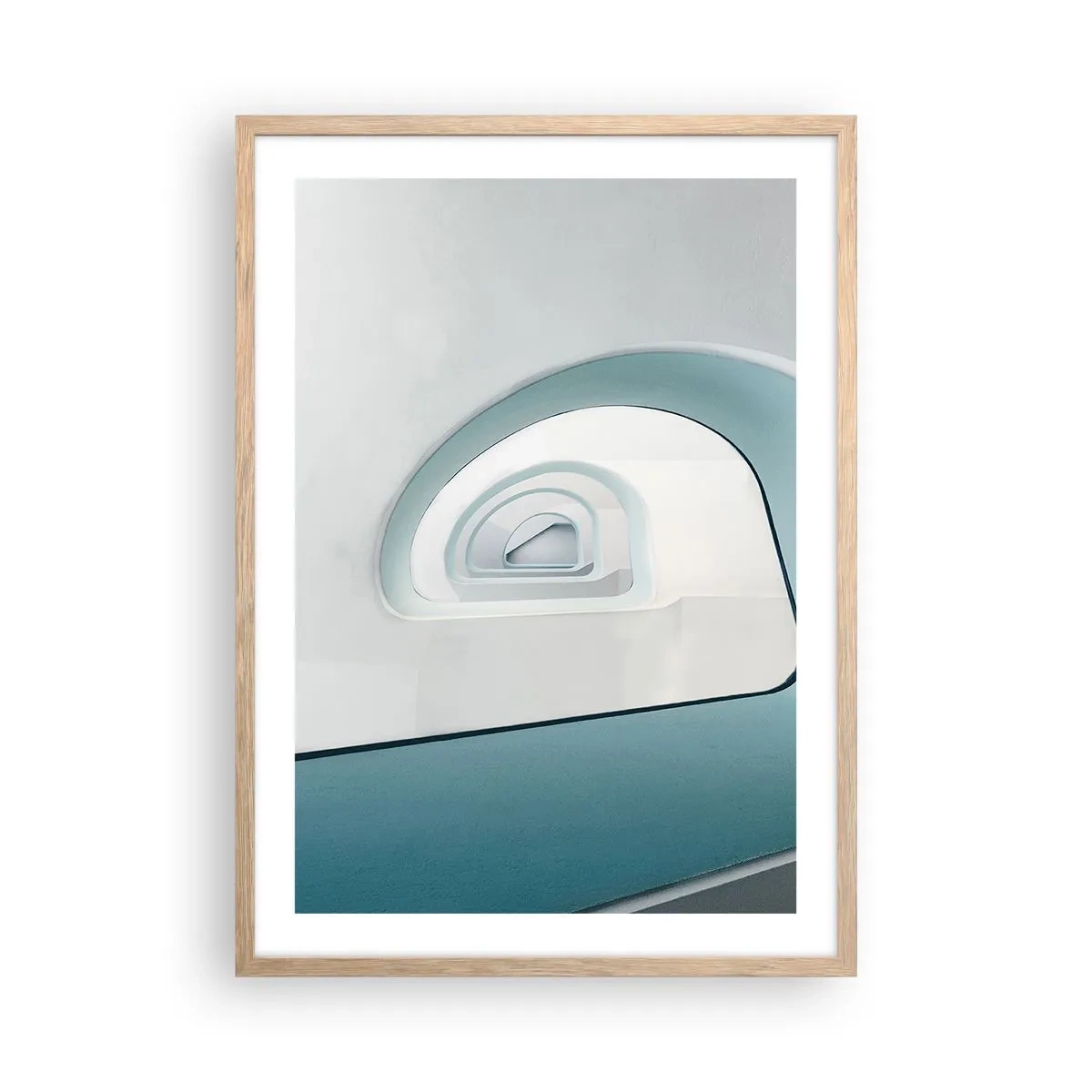 Poster în ramă de stejar deschis - Până la fundul albastrului - 50x70 cm