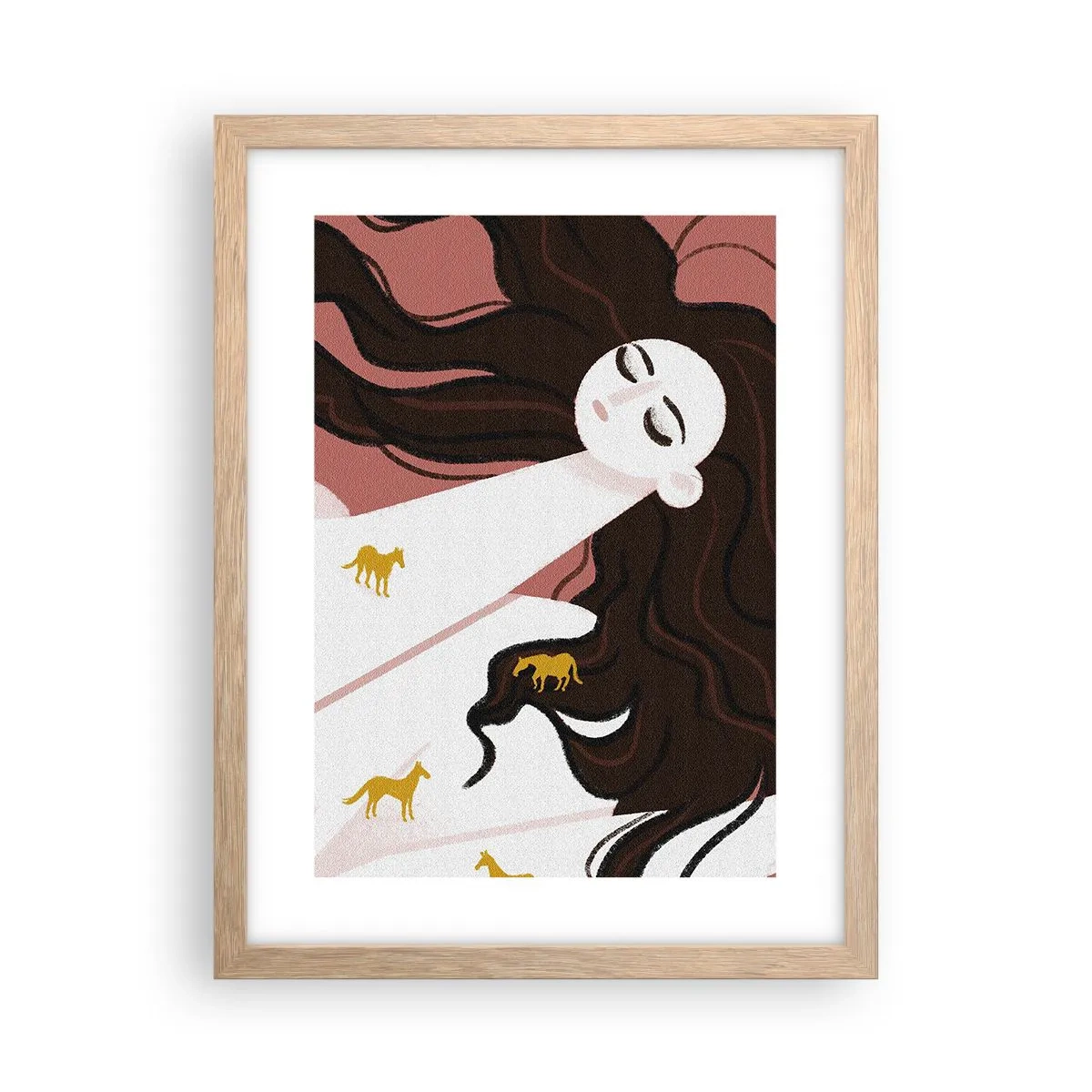 Poster în ramă de stejar deschis - Visul despre calul de aur - 30x40 cm