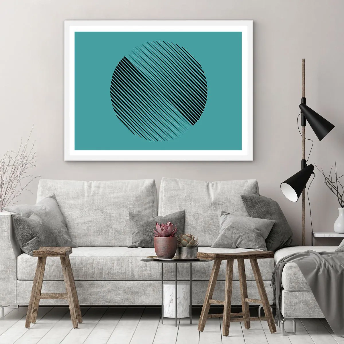 Poster în ramă albă - Cercul - o variație geometrică - 50x40 cm