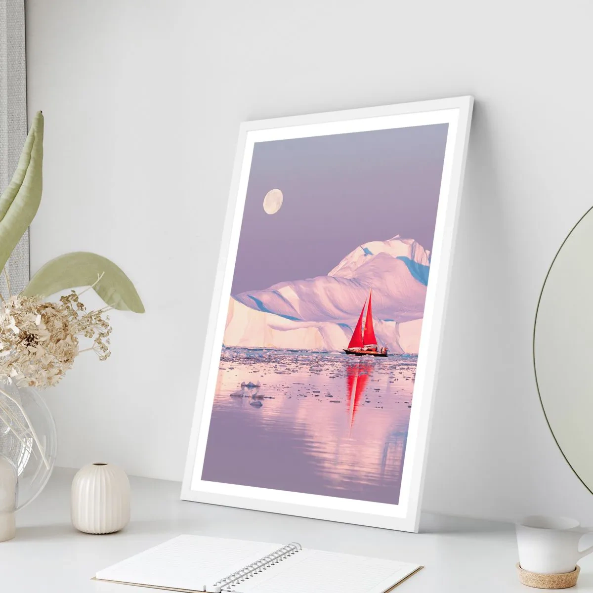 Poster în ramă albă - Căldura pânzei, frigul gheții - 50x70 cm