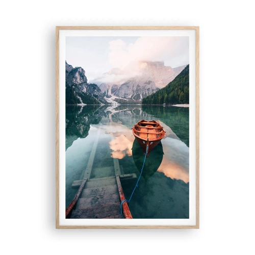 Poster în ramă de stejar deschis - Somnul liniștit al munților - 70x100 cm