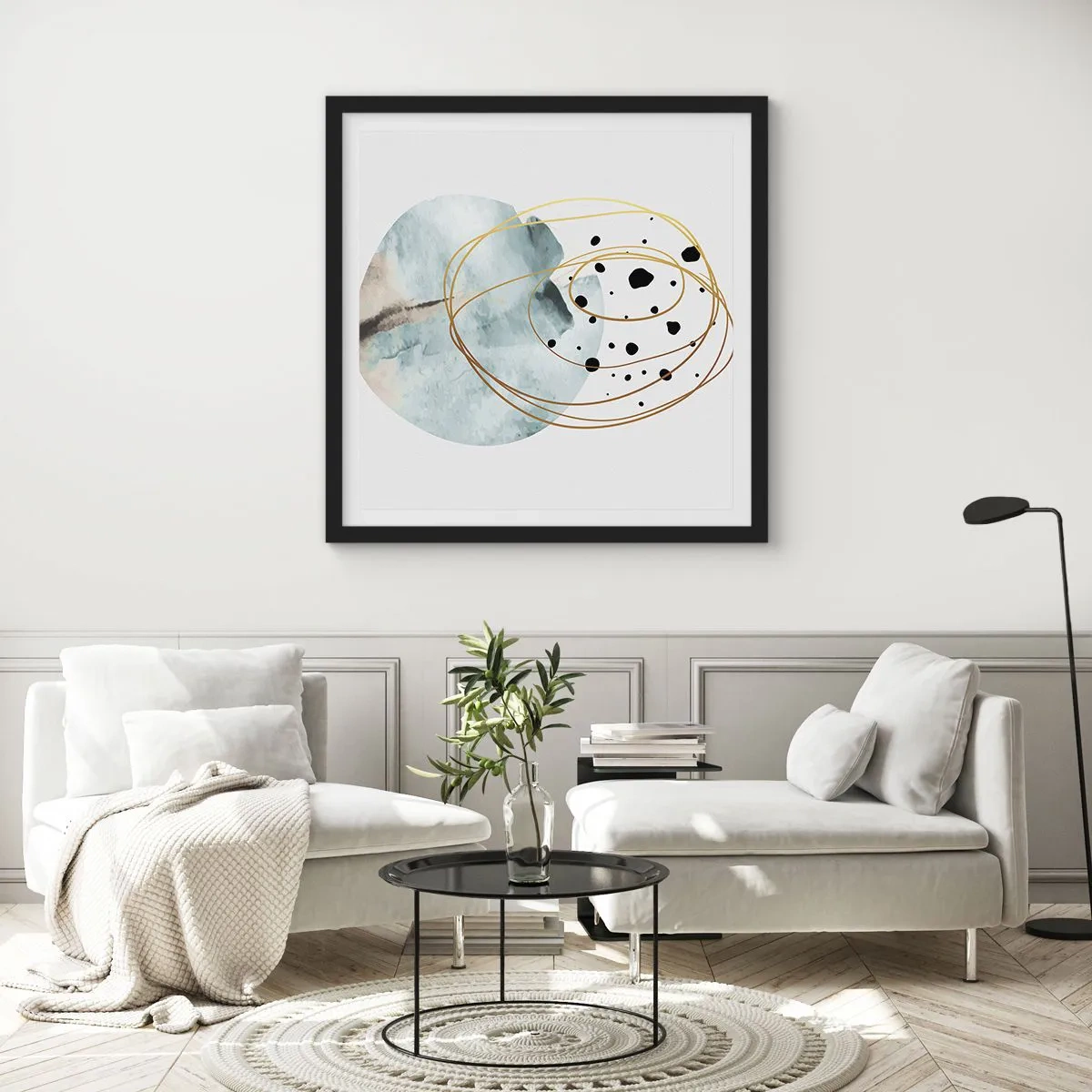 Poster în ramă neagră - În îmbrățișarea spațiului - 60x60 cm