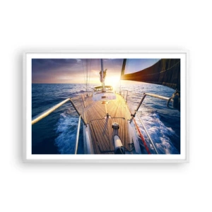 Poster în ramă albă - Alergând pe valuri - 91x61 cm