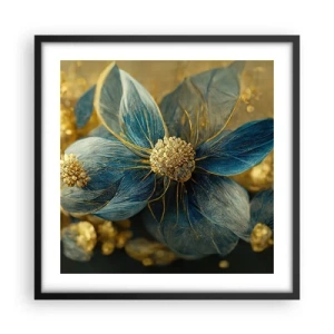 Poster în ramă neagră - Floare cu aur - 50x50 cm