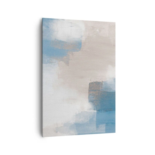 Tablou pe pânză - Abstracție roz în spatele unui voal de albastru - 70x100 cm