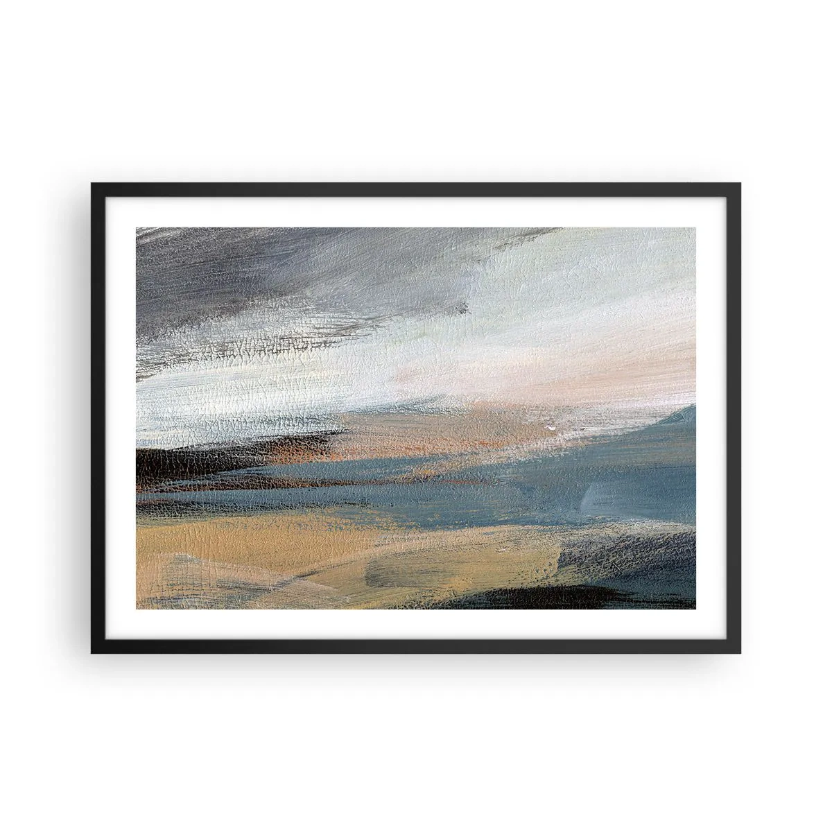 Poster în ramă neagră - Abstracție: peisaj nordic - 70x50 cm