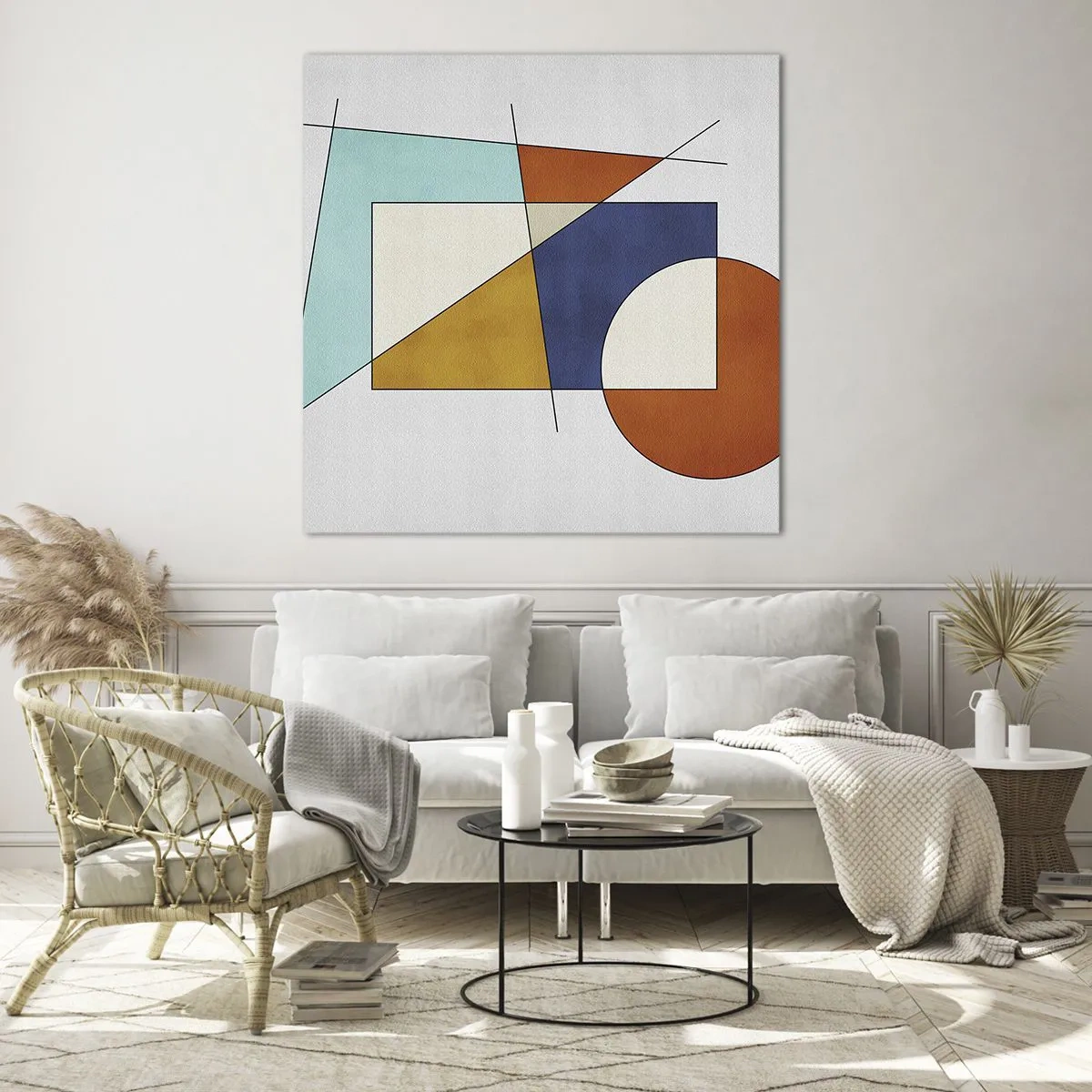 Tablou pe sticlă - Abstracție: distracție modernistă - 50x50 cm