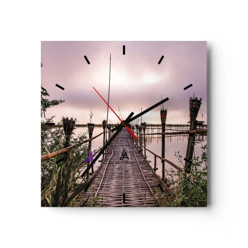 Ceas de perete - Ceas pe sticlă - Pacea și liniștea Asiei - 40x40 cm