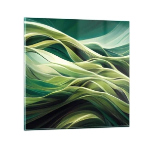 Tablou pe sticlă - Un joc abstract de verde - 30x30 cm