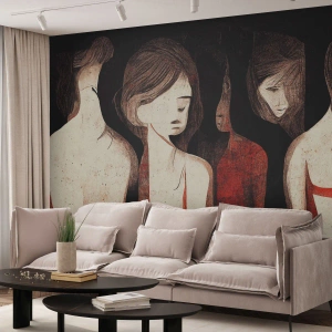 Tapet Premium Canvas - Madonele întunericului - femei, Bucată, Tristeţe - 200x140 cm