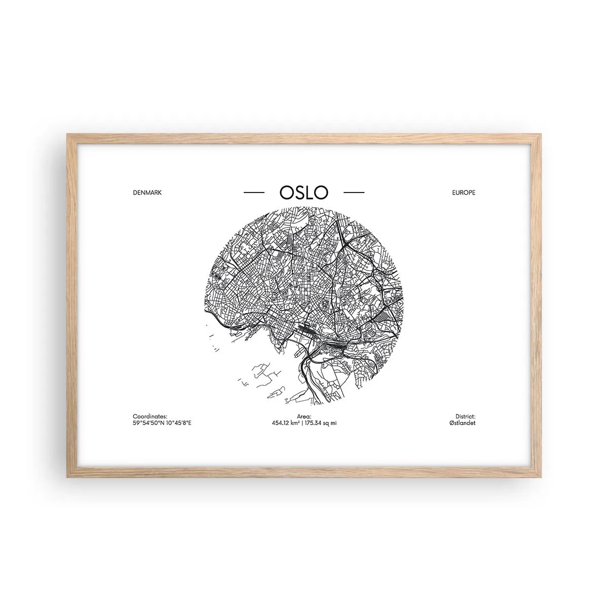 Poster în ramă de stejar deschis - Anatomia Oslo - 70x50 cm