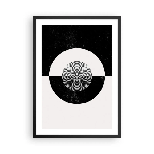 Poster în ramă neagră - Model geometric în alb și negru cu un cerc concentric - 50x70cm - Armonie în alb și negru - Decorațiune modernă pentru perete pentru living și dormitor ARTTOR