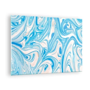 Tablou pe sticlă - Model abstract în nuanțe de turcoaz și bej - 70x50cm - Splash în turcoaz - Decorațiune modernă pentru perete pentru living și dormitor ARTTOR