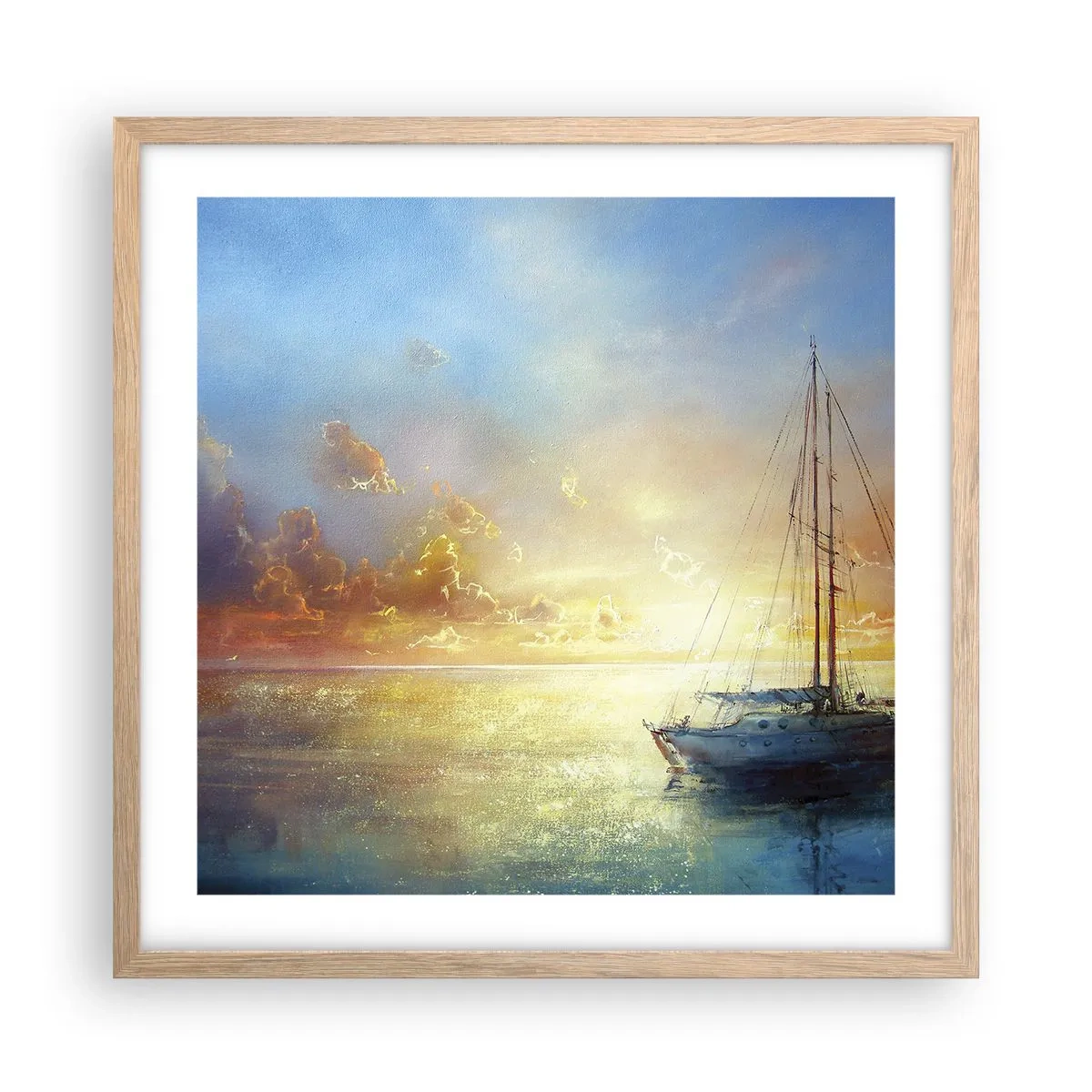 Poster în ramă de stejar deschis - Într-un golf de aur - 50x50 cm