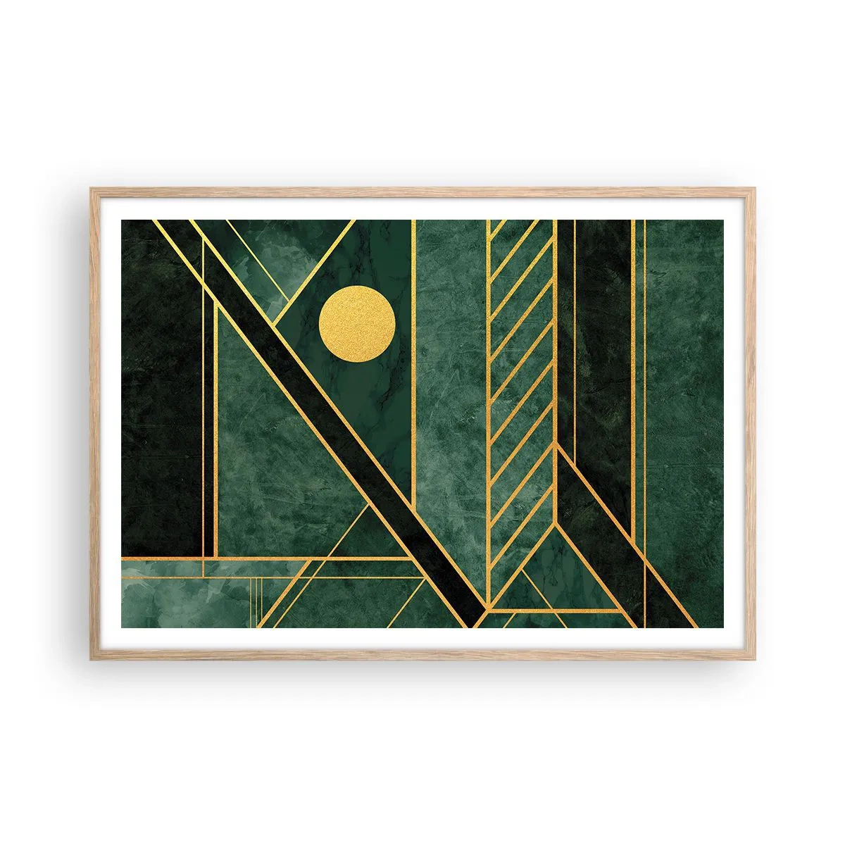 Poster în ramă de stejar deschis - Dinamica aurului și a azurului - 100x70 cm