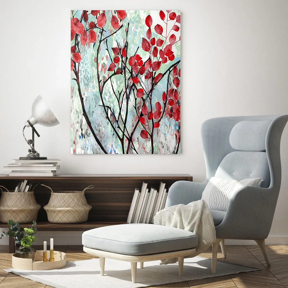 Tablou pe sticlă - Arbore în stacojiu - 50x70 cm