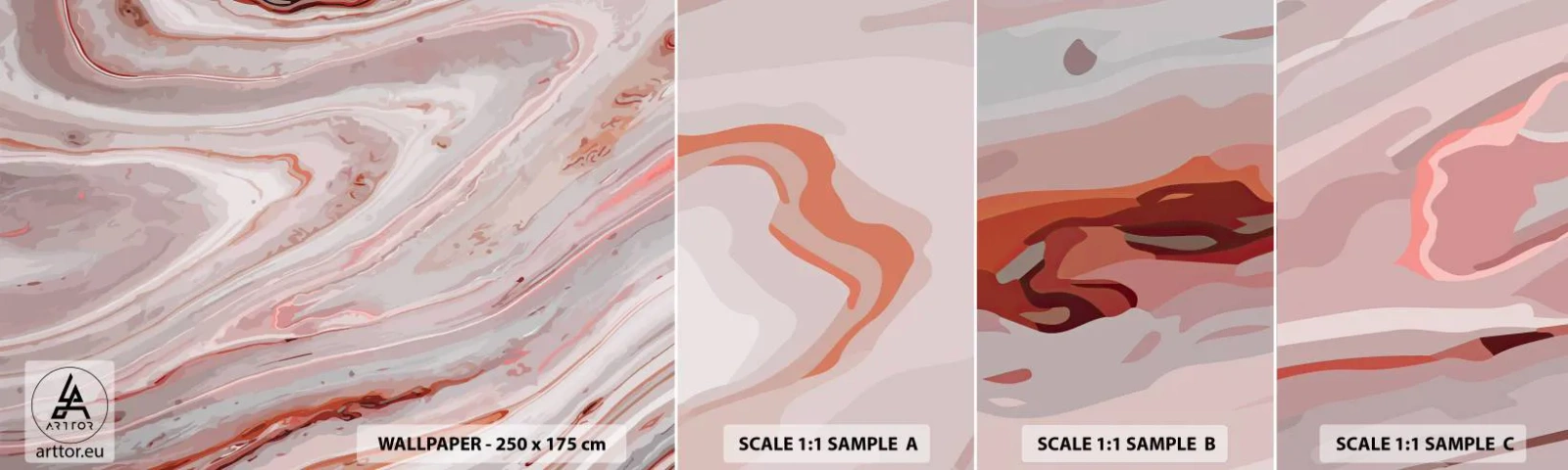 Mostră tapet autocolant Deluxe Sticker - Roz lichid - Abstracția, Bucată, Model modern - 100x30 cm