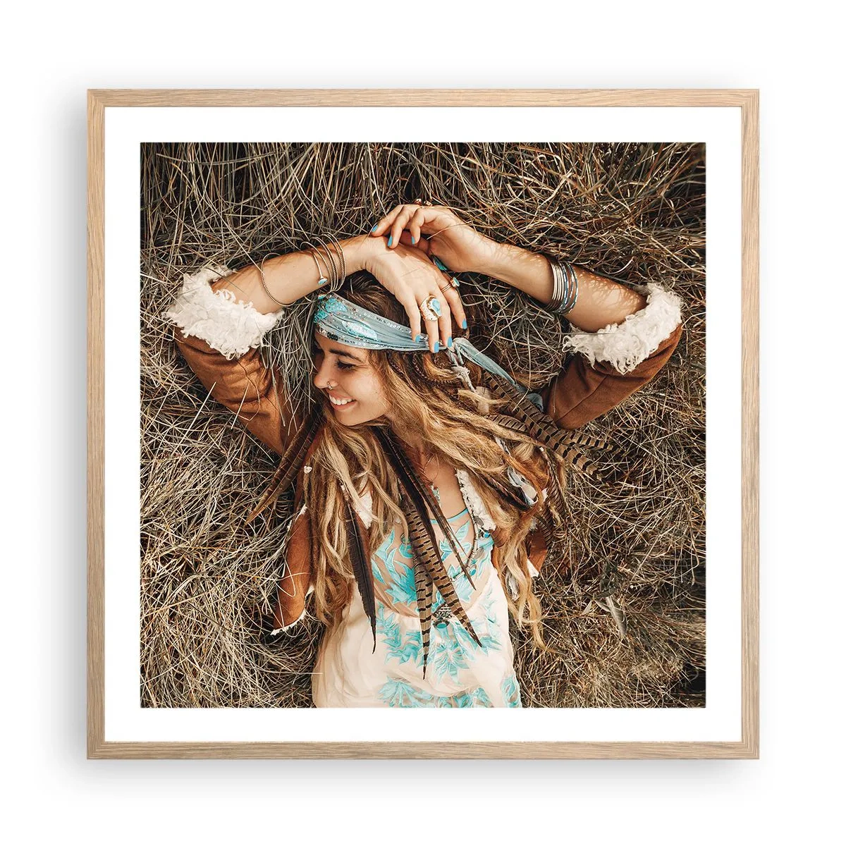 Poster în ramă de stejar deschis - În drum spre vara iubirii - 60x60 cm