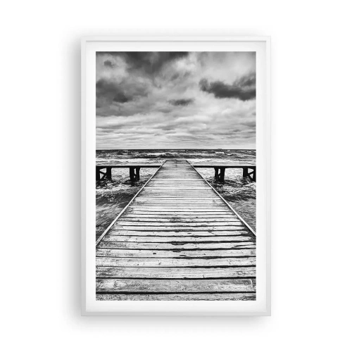 Poster în ramă albă - Aștept ca vântul să fugărească... - 61x91 cm