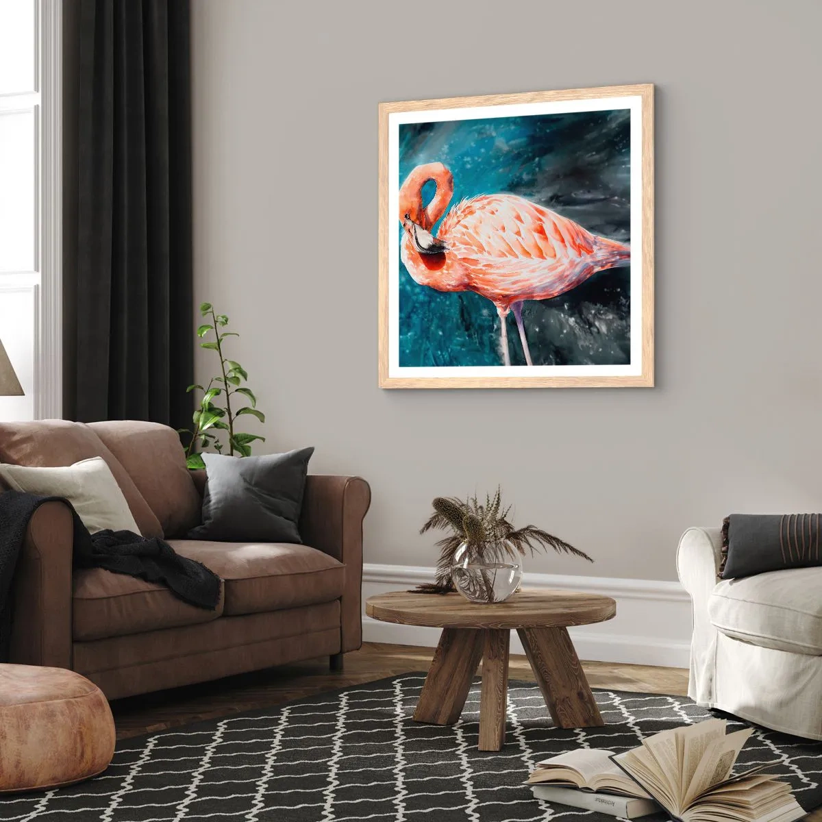 Poster în ramă de stejar deschis - Decorativ prin natură - 50x50 cm