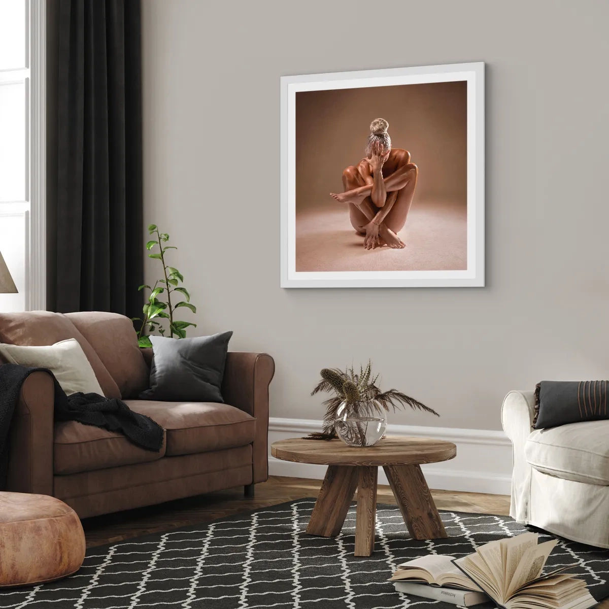 Poster în ramă albă - Unitatea trupului și a spiritului - 50x50 cm