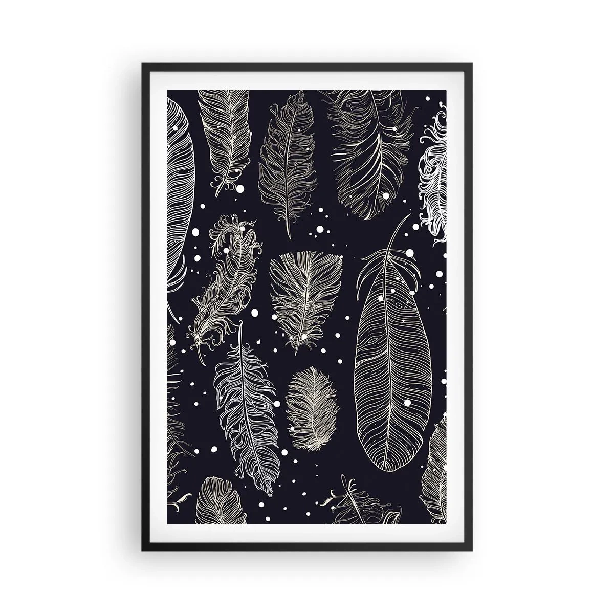 Poster în ramă neagră - Dantelă cu pene - 61x91 cm