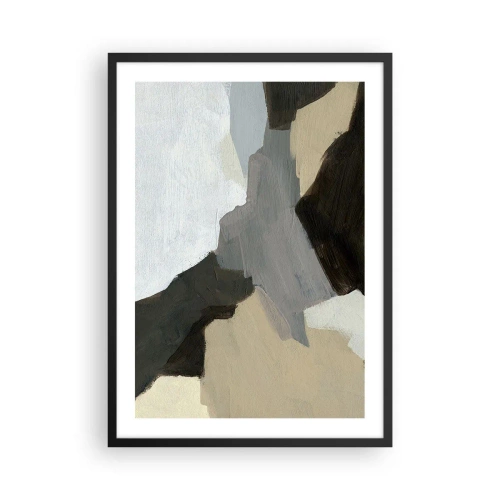 Poster în ramă neagră - Compoziție abstractă în culori estompate - 50x70cm - Abstracție: despărțirile griului - Decorațiune modernă pentru perete pentru living și dormitor ARTTOR