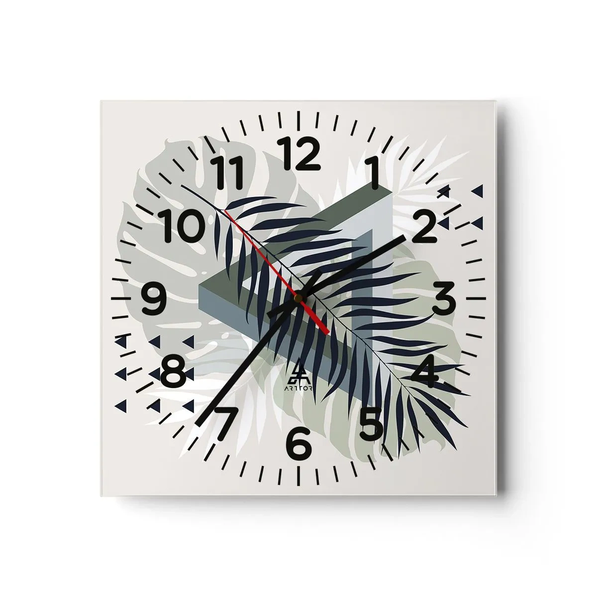 Ceas de perete - Ceas pe sticlă - Natura și geometria - două ordine? - 30x30 cm